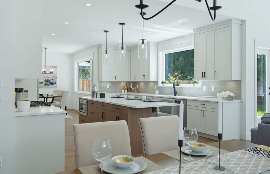 Staged great room with natural light